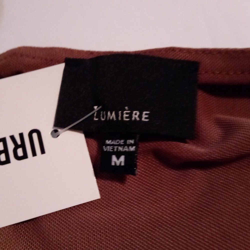 LUMIERE Ruched Cinch bodycon brown mini dress sz XS, S, M, L NWT - Picture 13 of 15